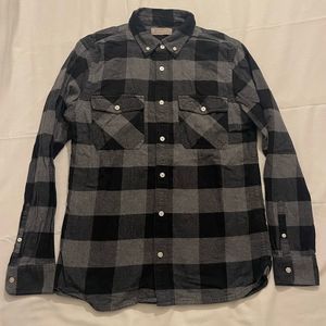 Everlane Mens Black Gray Checkered Button Down Long Sleeve Thick Shirt Medium